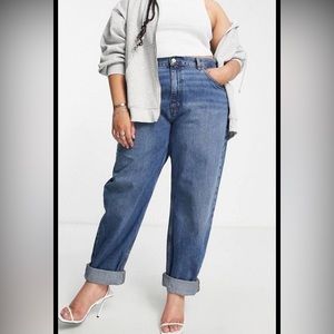 ASOS curve medium wash slouchy mom jeans
